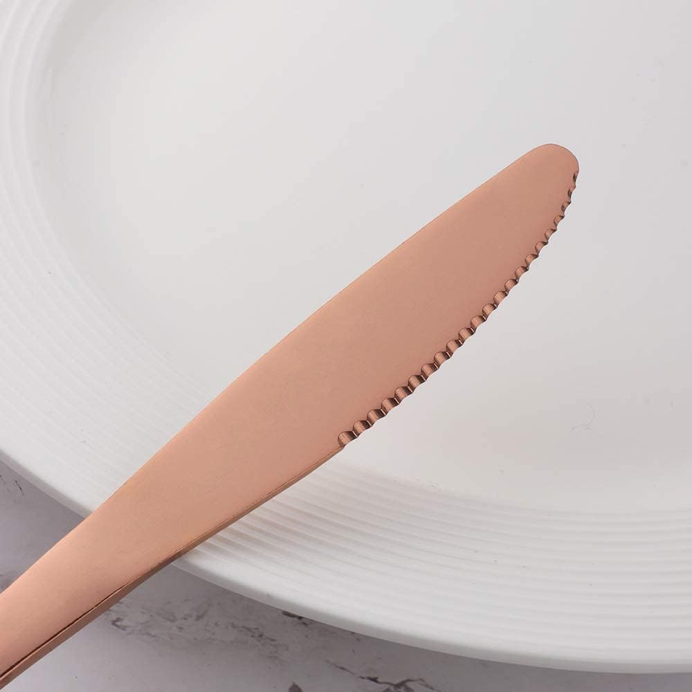 Heavy Duty Stainless Steel Steak Knives Set of 12 - MINGYU Rose Gold Dinner Knife Set Titanium Knife Butter Knive Spreader Table Knives Silverware for Daily Use/Wedding/Party/Restaurant