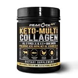 Keto Collagen Protein Powder MCT Oil Bone Broth 5 Types I,II, III,V,X Non-GMO Gluten Free 1 lb Paleo