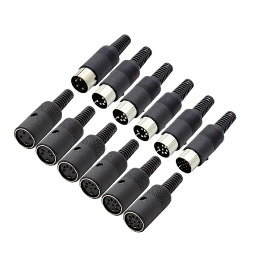 10Pcs 3/4/5/6/7/8/13 Pins DIN Connector Male/Female Jack Socket Chassis Cable Mount With Plastic Handle(5xM 5xF 6Pin)