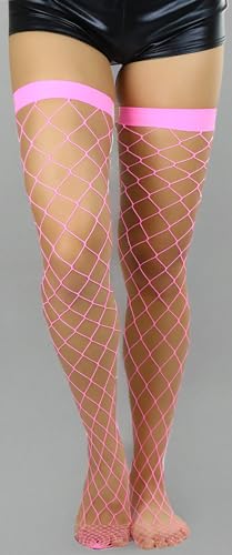 Image of ToBeInStyle Women's Vibrant Large Net Fishnet Thigh High Elastic Nylon Novelty Stockings
