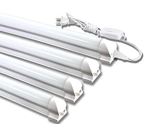 LED蛍光灯 40W形 器具一体型LED蛍光灯 T8 LED 直管 18W led 6000K-600K 昼光色 天井照明 バーライト ベースライト 120cm 蛍光灯器具セット led照明 工事不要 軽量 連結コード付属 スイッチ付き【4本入り】 (40