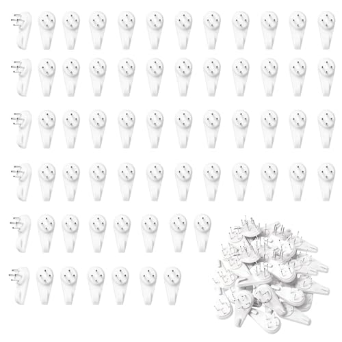 Image of 63pcs Non Trace Picture Hooks for Hard Walls,4cm Wall Hanging Hooks,Photo Hooks,Small Hard Wall Picture Hooks,Picture Hangers,Picture Hanging Hook,Plastic Picture Hooks for plasterboard Walls no Nails