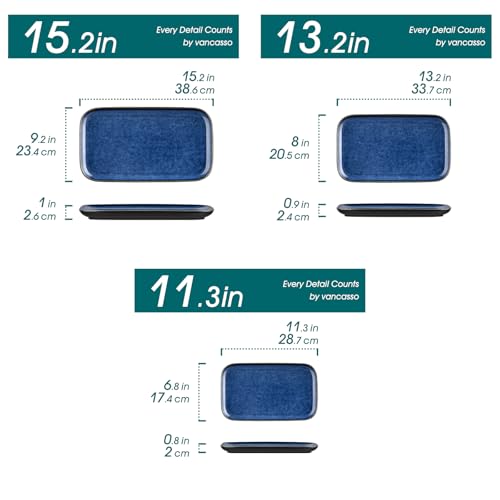 image for vancasso Stern Serving Platters Set of 3, 15/13/ 11 Inches Rectangular