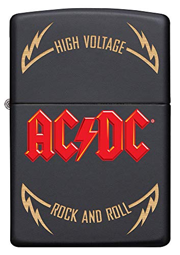 Zippo Mechero Recargable de Gasolina ACDC, Color Negro Mate