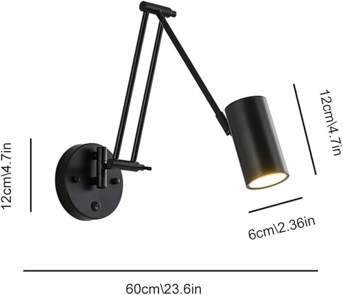 SWEMOPP Mid Century Modern Swing Arm Wall Sconce Fixture Antique Gold Wall Mounted Reading Light with On Off Switch Adjustable Arm Farmhouse Black Wall Lamp for Bedside Bedroom Living Room Headboard photo 3