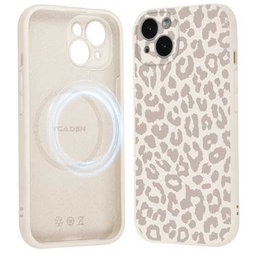 Saqmkil Handyhülle Magnetische für iPhone 14 6,1" Hülle, Leopard Muster Aesthetic Mädchen Case Kompatibel mit MagSafe, F...