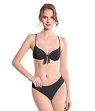 Maillot Bikini Noué pour Femme – Maillot Deux Pièces Padded avec Bretelles Réglables (XL, 2659-Black)