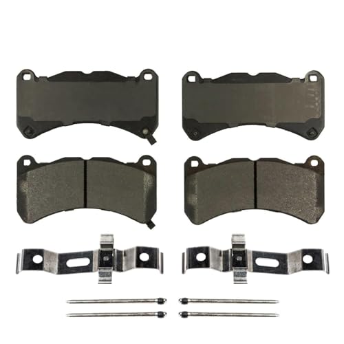 Image of Detroit Axle - 4pc Front Brake Kit for 2018 2019 2020 2021 Subaru WRX STI, Drilled and Slotted Disc Brake Rotors Ceramic Brakes Pads w /Hardware Replacement: 13.39 inch inch Rotor