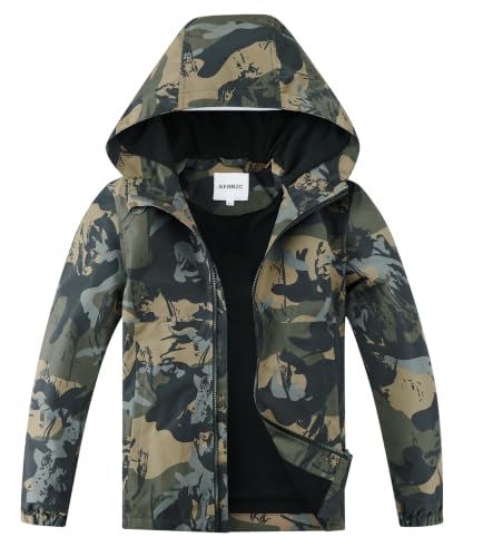 Image of Boys Girls Waterproof Hooded Jackets Fleece Lined Rain Jackets