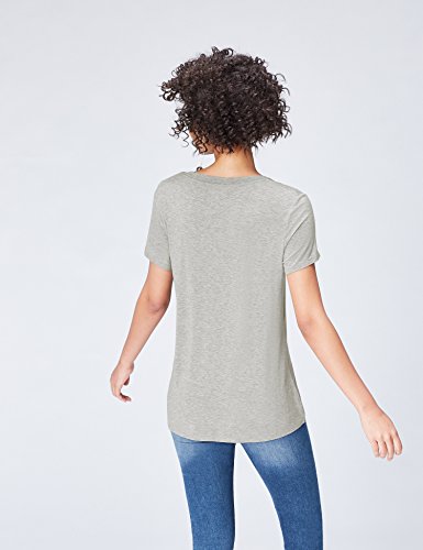 Find. Scoop Neck Drape, T-Shirt Donna, Grigio