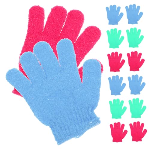 14Piezas Guantes de Exfoliantes Dedos para Ducha y Masaje Corporal Toallas de Amarillo Rosa