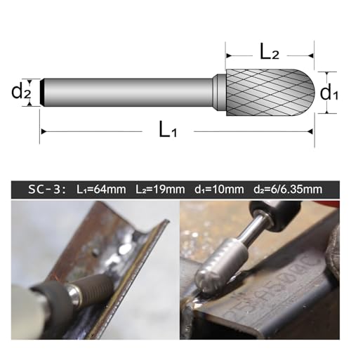 Fresa de carburo con vástago 6mm SC-3 para metal miniatura 3