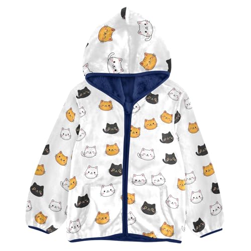 CHIFIGNO Cute Cats White Toddler Boys Winter Coat Thick Fall Jacket for Toddler 3T