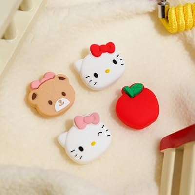 Kuitmor Cute Thumb Grip Caps for PS5,Soft Silicone Joystick Caps,Cute Cartoon Thumbstick Grips Compatible with PS5/PS4/Switch Pro Controller, 4PCS(Kuromi)