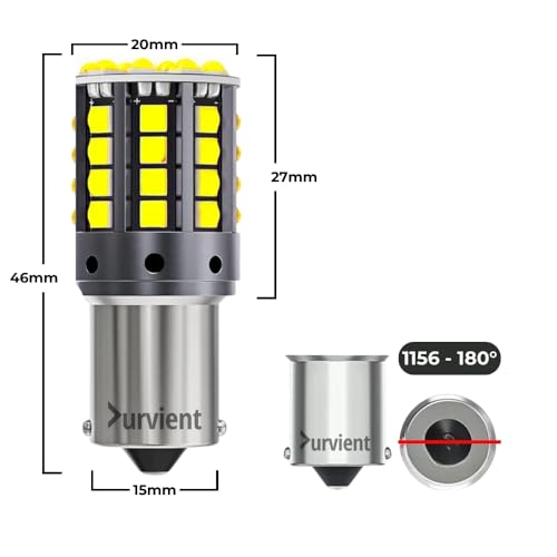 Image of com New and Improved Design Canbus Error Free P21W BA15S Flat Pin 1156 LED Brake Rear Rear Fog Lamp (White)