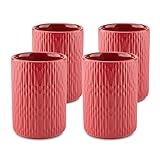 MELOX - 4er Set Espressotassen aus Porzellan in Rot - 4 x 90ml Tassen für Kaffee, Espresso & Macchiato - Mokka-Tassen Coffee Cups dickwandig ohne Henkel - Kaffeetassen als Geschenk im zeitlosen Design