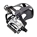 kowaku Bike Pedals with Toe Clips and Straps Bicycle Pedals 14mm Axle 9/16” Thread for Indoor Riding Fitness Home Gym Parts Repair, Left