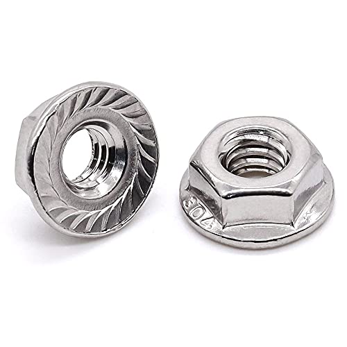 Glvaner M10-1.5 Thread Size (12 Pcs) Stainless Steel Hex Flange Nuts Serrated Flange Hex Lock Nuts 304 Stainless Steel Full Thread #TOP3