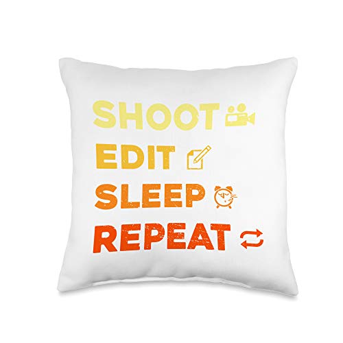 Photographer Photography Clothing Apparel Gift Shoot Edit Sleep Repeat Funny Photographer Gift Throw Pillow 18x18 Multicolor Accuweather Shop