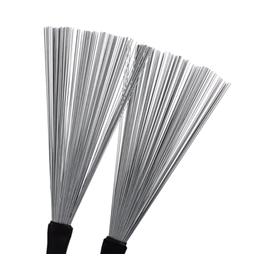 2 piezas de baquetas y cepillos para batería con filamentos de acero, accesorios para jazz para principiantes y profesionales miniatura 5