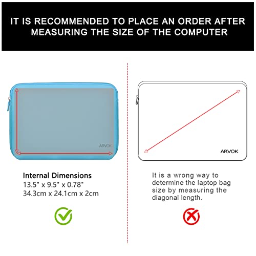 Image of Arvok 13 13.3 14 Inch Laptop Sleeve Case for MacBook Pro /MacBook Air 13-14 inch, Water-Resistant Notebook Chromebook Computer Pouch, Carrying Bag Cover for HP /Dell /Lenovo /Asus /Acer, Baby Blue