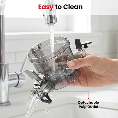 Image of LAUDLIFE Cold Press Juicer Machines, 5.4 inch Wide Chute Slow Masticating Juicer, 35db Quiet Operation, Easy to Clean, Kale /Spinach Friendly, BPA Free, Juicer Extractor for Whole Fruits & Vegetables