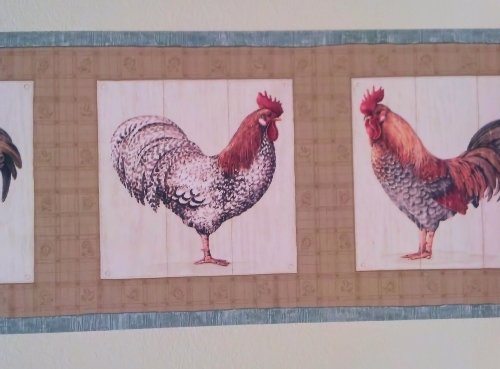 Rooster Farming Farm Country Barnyard Animal Wallpaper Border - Creme
