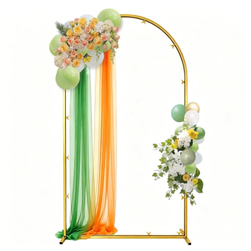 HECHN 7.2 ft Arch Backdrop Stand Gold Metal Party Background Frame
