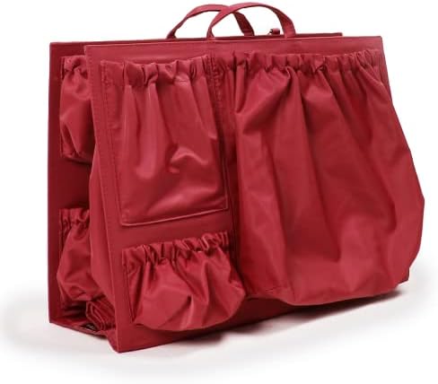 ToteSavvy – Original Tote Organizer (14x10x4”) – 11 Pockets for Changing Bag, Handbag, Backpack – Removable Insert – Stylish Divider Caddy for Essentials (Original, Luxe Red)