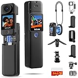 SJCAM C300 Vlogging Camera,64GB 4K Pocket Action Camera,7Hour Power,6-Axis Stabilization,Dual-Touch Screen Body Cam, Handheld Travel Camcorders, Waterproof, Live Streaming, Accessories,Black