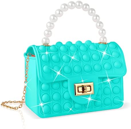 Ainiv Pop it Pop Bag, 2 in 1 unicorn Fidget Bag for Girls, Silicone Push Bubble Crossbody Bag Small Purse, Shoulder Bag with Adjustable Strap Length, Relief Stress for Adult Kids (Light Green)