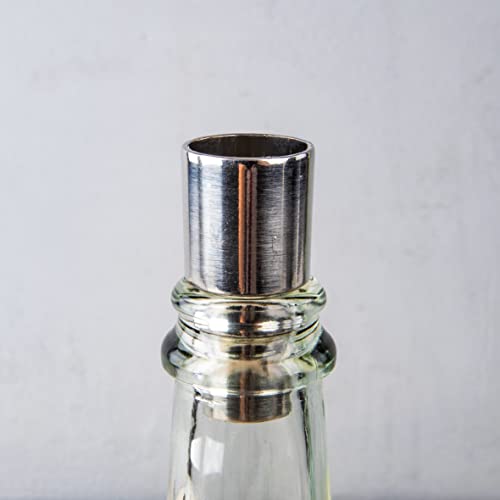 Rayher Set of 2 Bottle Candle Holders for Taper Candles, Metal Candle Stick Holders for Glass Bottles or Single Stem Vases, silver, 1.8x5cm, 46694606