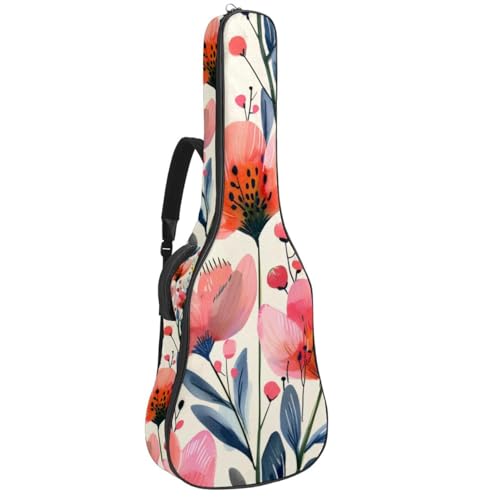 Housse de guitare universelle fleurs roses étanche 108x42.9cm
