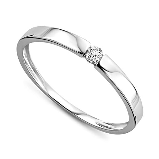 Orovi ring för kvinnor förlovningsring guld solitärring Diamantring 9 karat (375) briljanter 0,05 ct vitguld eller gul guld ring med diamanter e 9 karat (375) vitt guld, 55 (17,5), colore: Guld, cod. OR72136R55