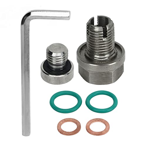 Oversize Piggyback Oil Drain Plug, M12.1-1.5x15mm M14.1-1.5x15mm M12.1-1.25x15mm Stainless Steel Self Tapping Oil Pan Thread Repair Kit with Hex Wrench O Ring Gasket (M14.1-1.5x15mm)