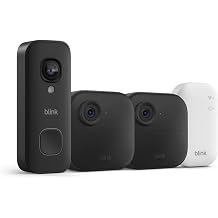 Blink Outdoor 4 and Wired Doorbell 2K+ newest model Two-year battery 1080p cameras and 2K hardwired doorbell. Sync Module Core included 2 Cameras + Doorbell Black