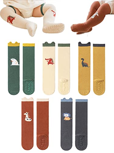 BEHELE Baby Non Slip Grip Socks Toddler Knee High Anti Skid Slipper Socks for Unisex Boys Girls Newborn Infant (as1, age, 0_month, 12_months, S)