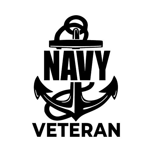 Image of Navy Veteran Anchor [Pick Color /Size] Vinyl Decal Sticker for Laptop /Car /Truck /Window /Bumper (7in x 5in, Black)