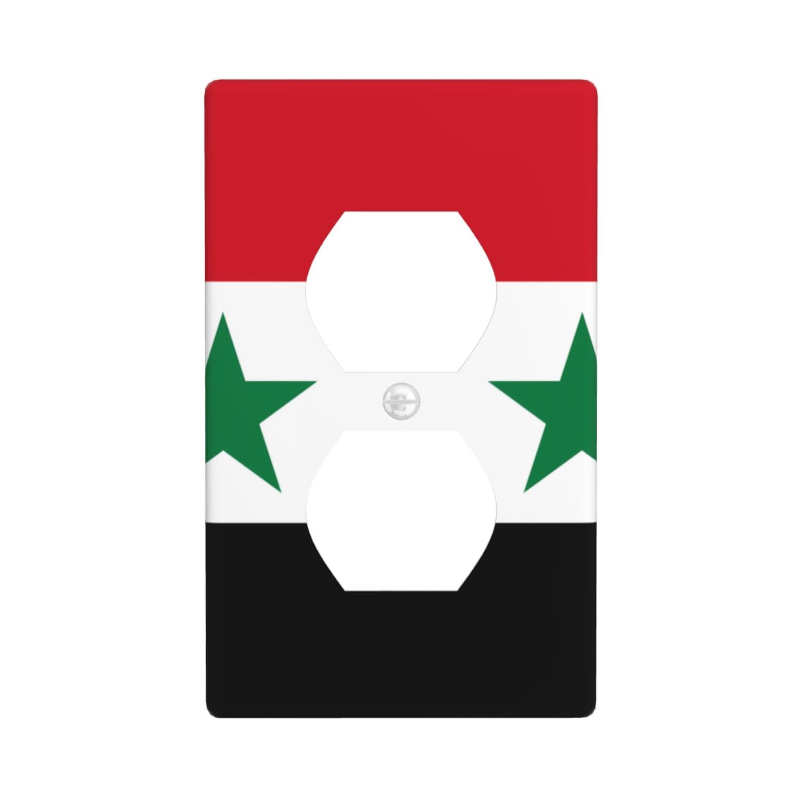 Flag of the Syrian Arab Republic Unbreakable Polycarbonate Switch Plate-1 Gang Screwless Wall Plate for Home Office