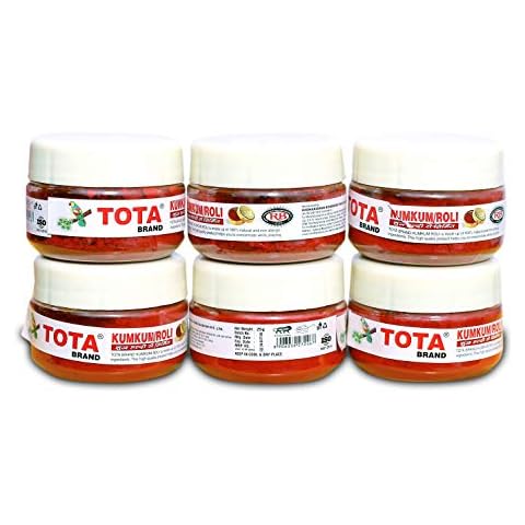 Tota Kumkum Roli for Pooja and Tilak|100% Natural and Pure| Pack of 6 (25gmx6)|Colour – Red Cover