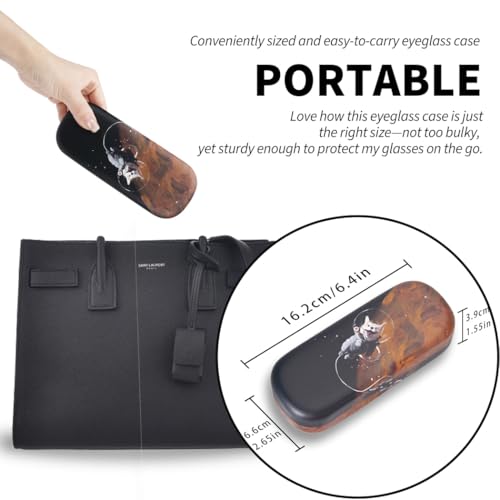 Image of Hard Shell Glasses Case - Shockproof PU Leather Eyeglass Case Holder Portable With Glass Clean Cloth for Men & Women