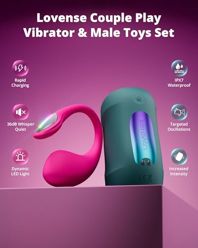 Image of LOVENSE Lover Set - 2026 App Controlled Couples Kit, Waterproof Body-Safe Lush 4 Wearable Vibrator, Gush 2 Male Masturbator and Accessories, Long Distance Relationship Toys, Premium Couples Gift Set