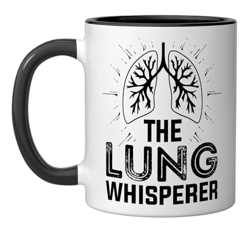 Taza de cerámica para pulmonólogo 11 oz negro/blanco miniatura 1
