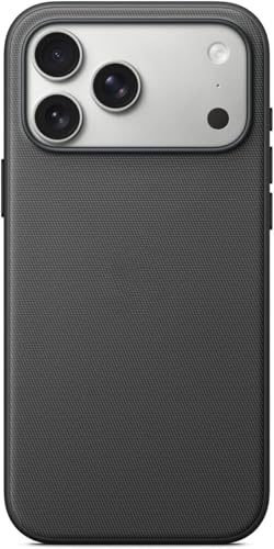 Image of QHOHQ Luxury Vintage TechWoven Back Cover for iPhone 17 Pro (6.3 Inch) | Premium Woven Texture Case with Shockproof Protection | Premium Slim Fit Case with Wireless Charging Support (Black)