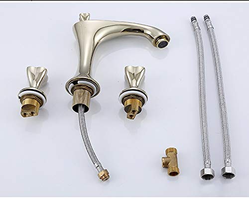 Mitigeur lavabo divisé 3 trous double robinet eau chaude froide - 3