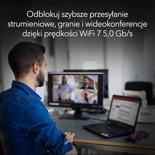USB 3.0 NETGEAR Nighthawk WiFi 7 (A8500) – Trójpasmowa bezprzewodowa karta sieciowa BE5000 Gigabit (do 5,0 Gb/s) – Pasmo 6 GHz – Działa z każdym routerem i siecią mesh – Dla komputerów z Windows 11