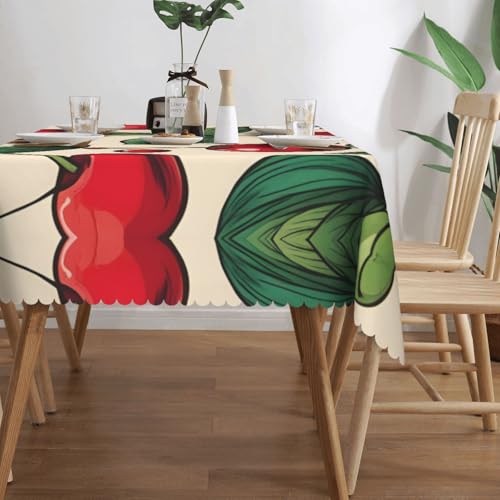 Nappe de table imperméable lavable 137x182 cm motif cerises rouge - 4