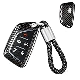 Real Carbon Fiber Key Fob Cover with Keychain Lanyard for 2020-2023 Cadillac Escalade CT4 CT5 Premiu