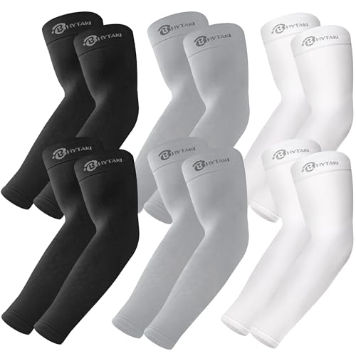 Image of BHYTAKI UV Sun Protection Arm Sleeves, UPF 50 Sports Cooling Arm Compression Sleeves for Men Women Teenager