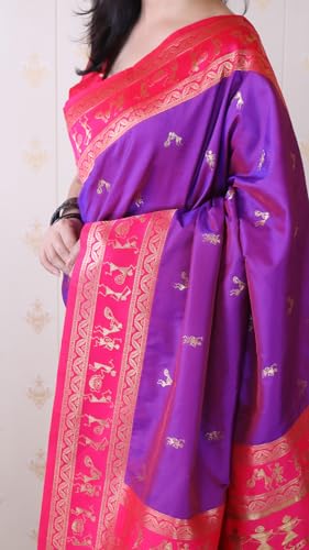 Image of SGF11 Women's Kanjivaram Pure Soft Silk Saree With Unstitched Blouse Piece